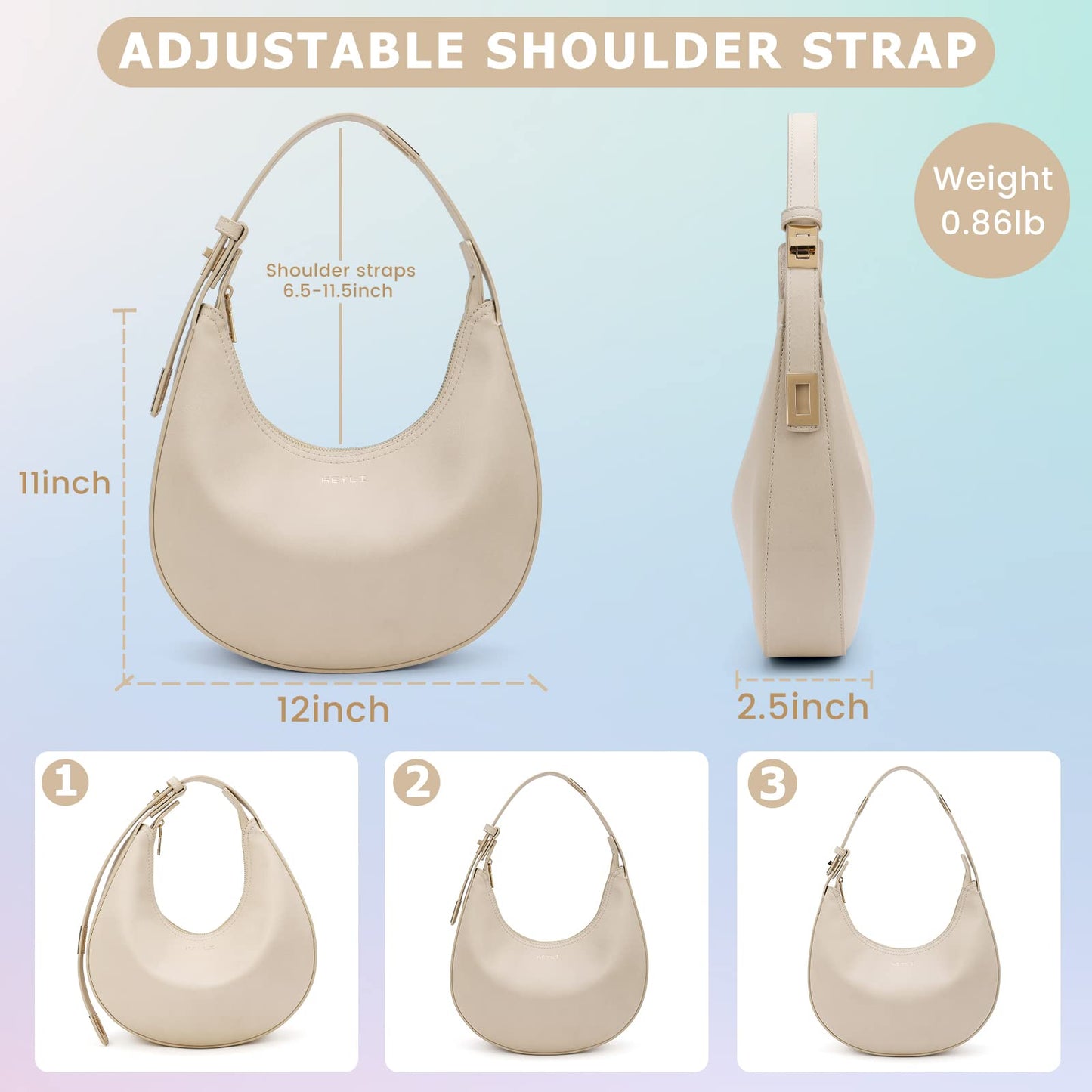 Keyli Women's Waterproof Leather Small Clutch Purse, Trendy Zipper Top Handle Bags, Mini Purses, Cute Tote Bags with Adjustable Strap, Khaki