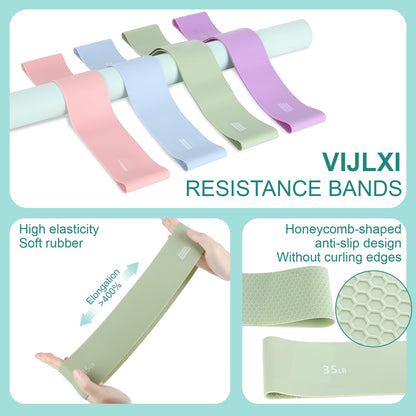 VIJLXI Pilates Kit, Home Pilates Equipment with Pilates Ring, Ball & 4 Resistance Bands, Core Strength Training for Flexibility & Muscle Toning