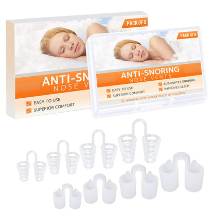 Nose Vent Sinus Relief Dilator (Pack of 8 Various Sizes) - A Simple Solution for Nasal Snorers - Reusable Snoring Device to Enjoy a Peaceful Night's Sleep - by Mobi Lock