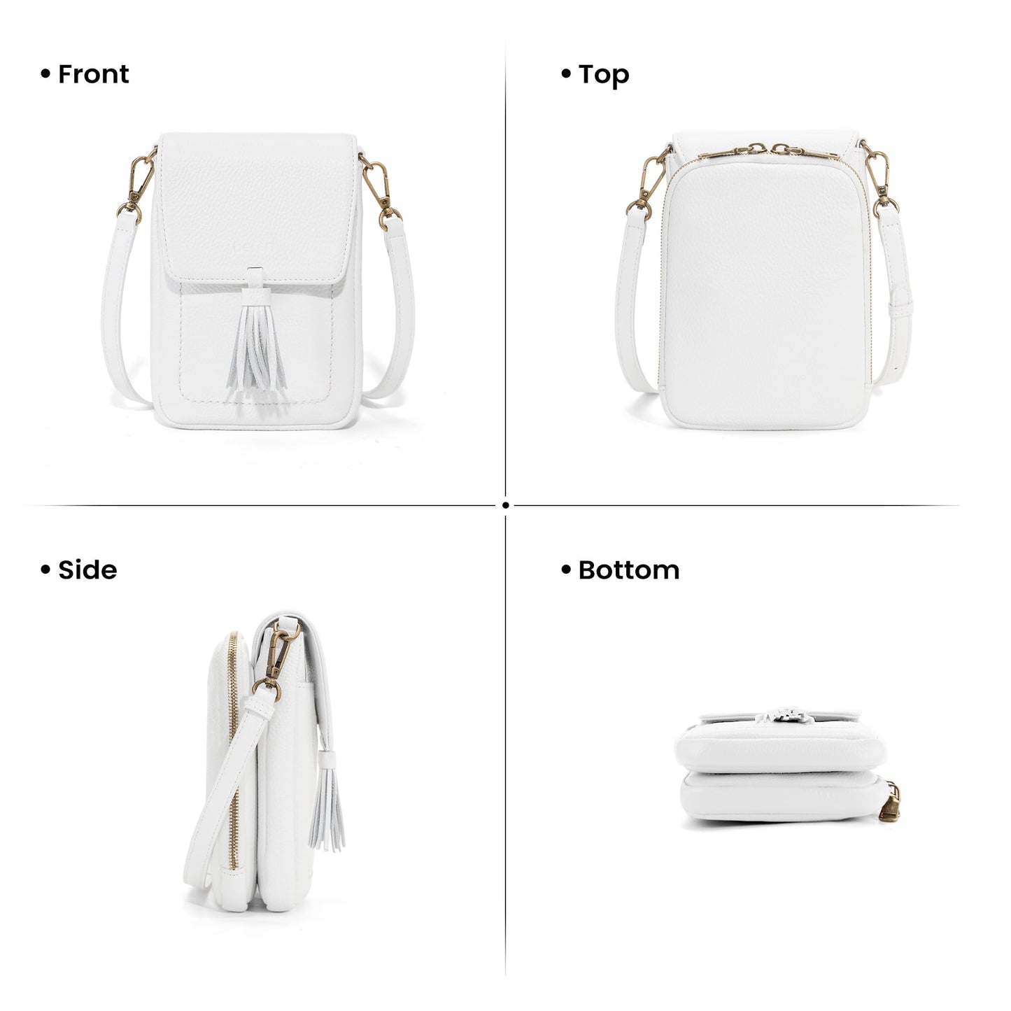 befen White Small Crossbody Bag for Women, Lightweight Mini Purse with Multiple Compartments and Card Slots for Daily Use Travel