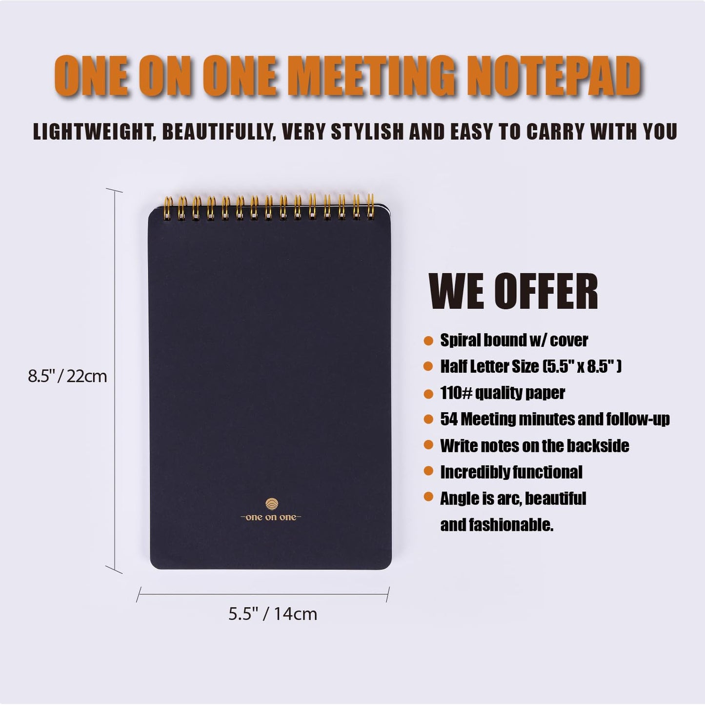 Business Meeting Notebook for Work With Action Items – Bestselling 1:1 Spiral Notepad is Great for Managers, Team Leads, Educators - Keep Notes Organized During Note-taking Process -Black-A5