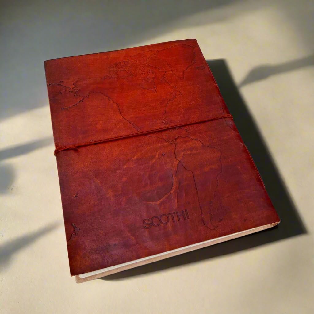 Soothi World Map Leather Handmade Antique Large Journal for Sketchbook for Travel 14''x11''