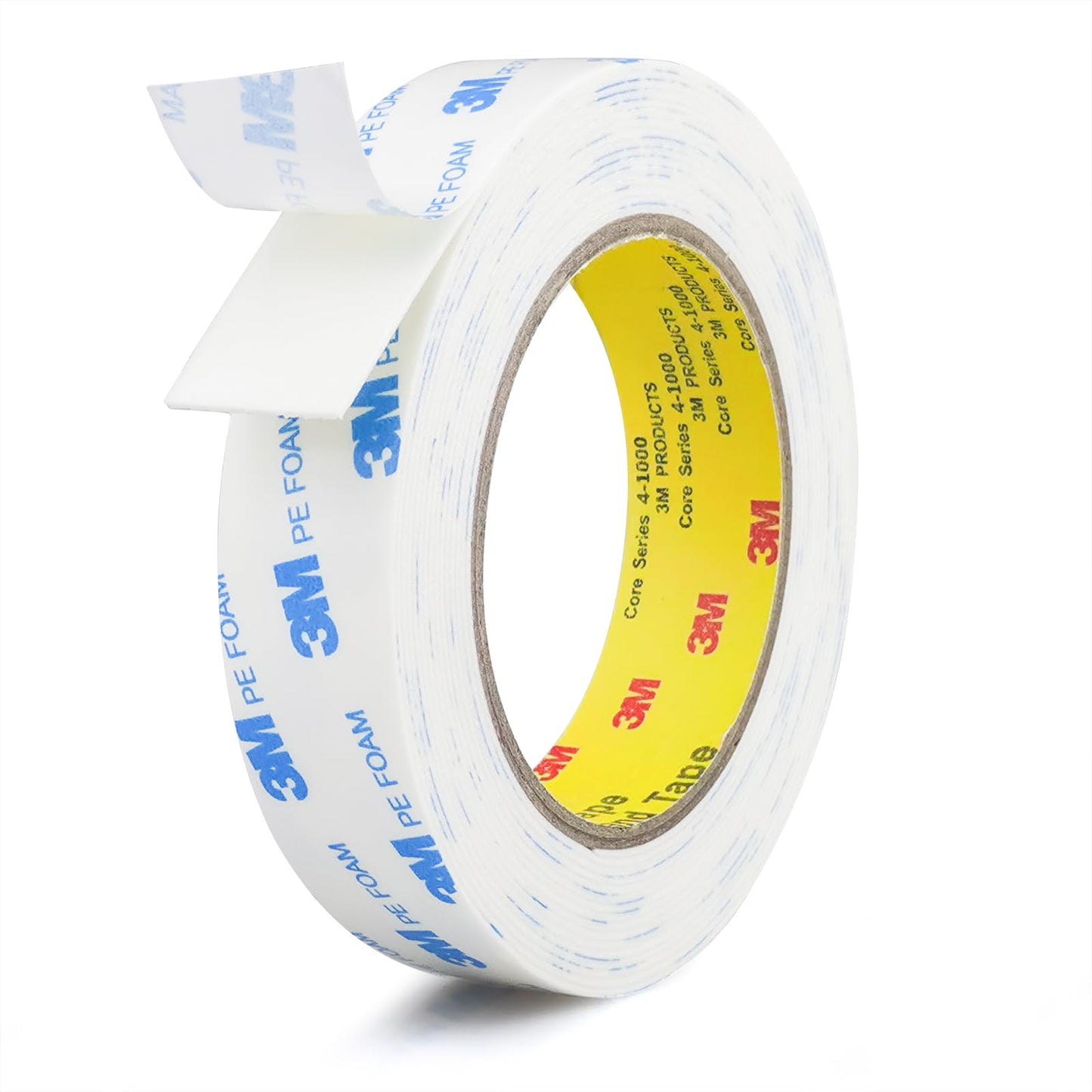 3M Double Sided Tape 1in x 16.5ft, Mounting Tape Heavy Duty, Removeable PE Foam Tape Strips, Strong Adhesive Tape Waterproof Free Damage for Paint Wall Picture Hanging Poster