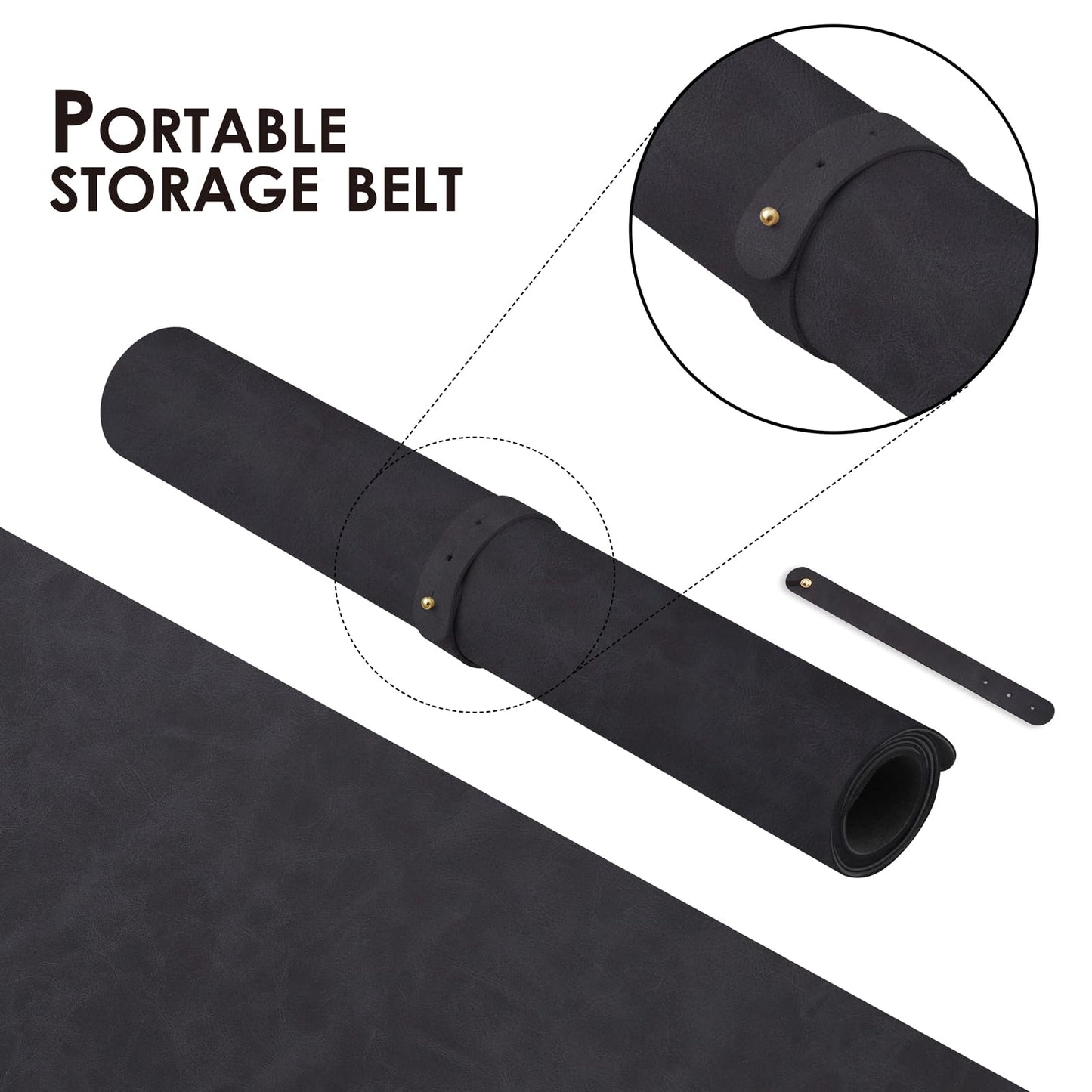Distressed Leather Desk Mat - Non-Slip PU Desk Pad for Office and Home - Desk Organization and Accessories - Ideal for Large Mouse Pad and Desk Mats on Top of Desks(Charcoal Black,47.2"x 17")
