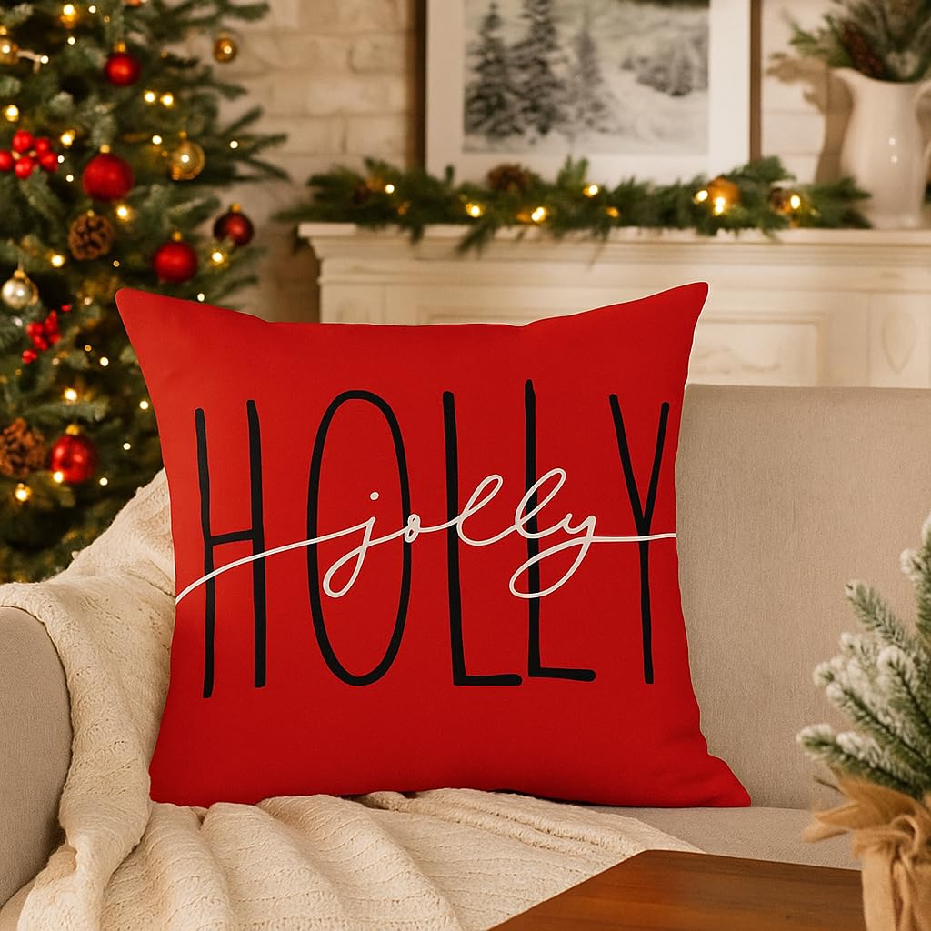 PSDWETS Christmas Pillow Covers 18x18 Inch Set of 4 Christmas Decorations Santa Claus Snowman Pillows Winter Holiday Throw Cushion Case for Couch Sofa