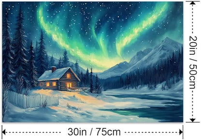 Yesad Aurora Wall Art, Landscape Canvas Wall Art Aurora Borealis Painting Nature Pictures Scenery Prints Poster Wall Décor for Cabin Living Room Bedroom Farmhouse Décor (Unframed,30”x20”, Aurora)