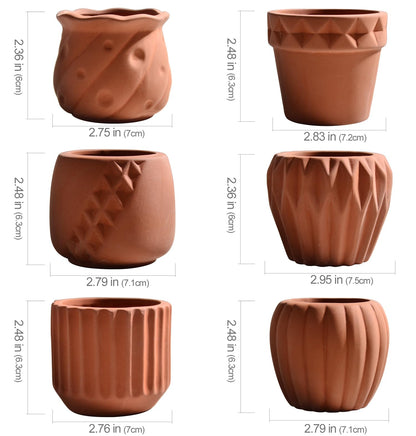 B SEPOR Ceramic Planters Handmade Mini Clay Flower Pot for Small Indoor Plant Succulent Cactus with Melamine Saucer Tray (Terracotta)
