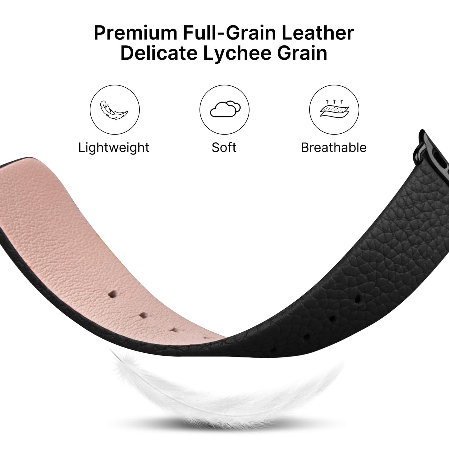Fullmosa Leather Bands Compatible with Apple Watch Band 41mm 40mm 38mm 42mm 44mm 45mm 46mm 49mm Women Men for iWatch Series 11/10/9/8/7/6/5/4/3/2/1,Ultra3/2/1,SE3/2/1, 42mm 41mm 40mm 38mm, Black/Silver