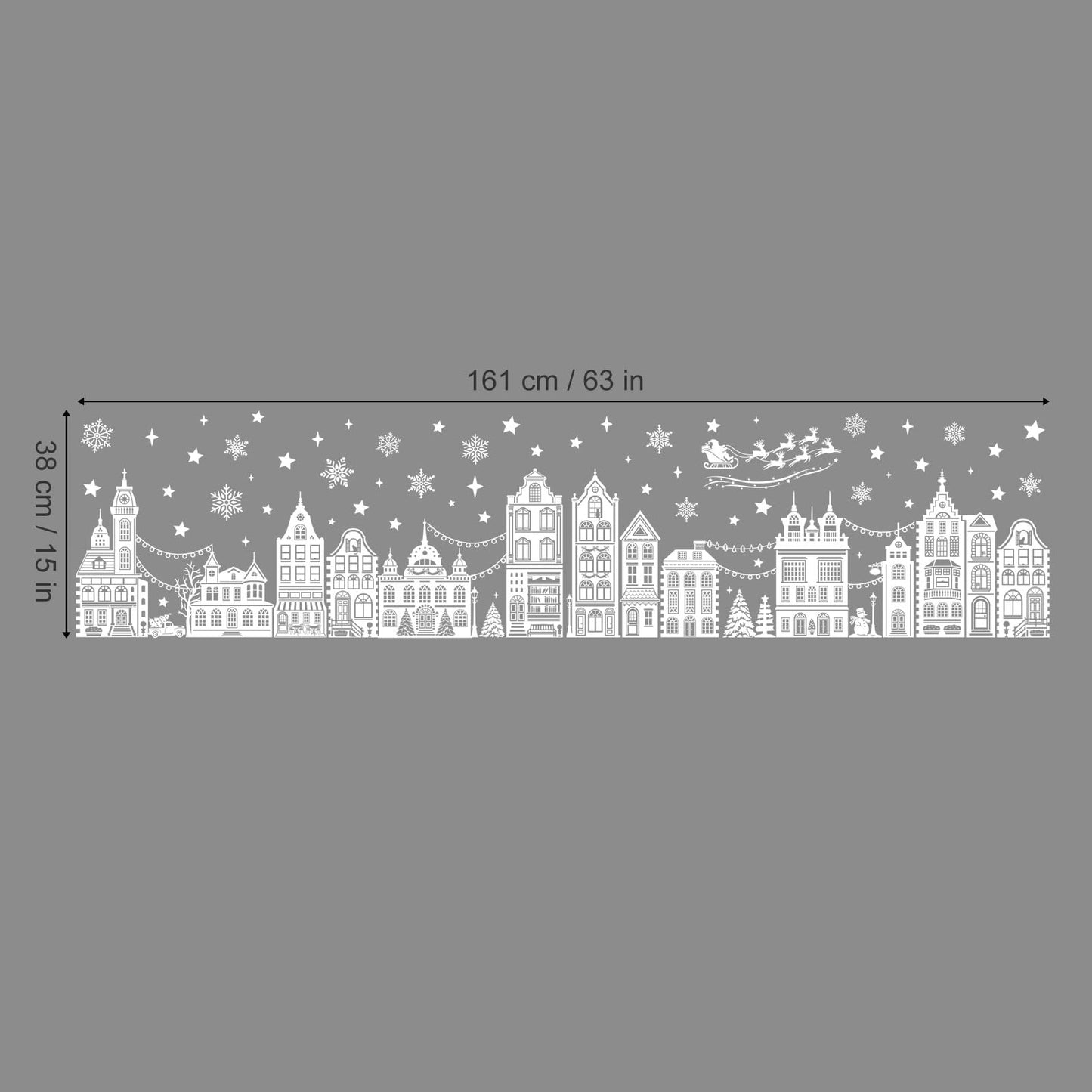 decalmile Merry Christmas White House Double Sided Window Clings Xmas Santa Claus Reindeer Snowflake Anti-Collision Glass Doors Window Stickers Decals