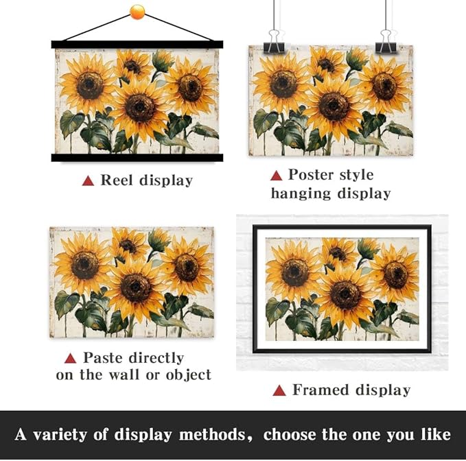 Yesad Sunflower Décor Vintage Flower Pictures Canvas Wall Art, Farmhouse Wall Art Rustic Wall Décor for Living Room Bedroom Kitchen Floral Print Poster (Unframed,36”x24”,Sunflower1)