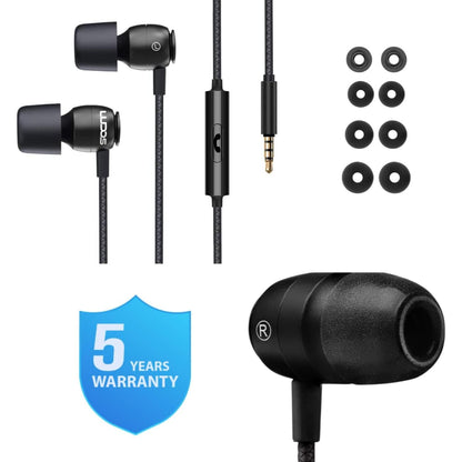 Ludos Clamor Wired Earbuds in-Ear Headphones, 5 Years Warranty, Earphones with Microphone, Noise Isolating Ear Buds for School, Kids, Women, Small Ear