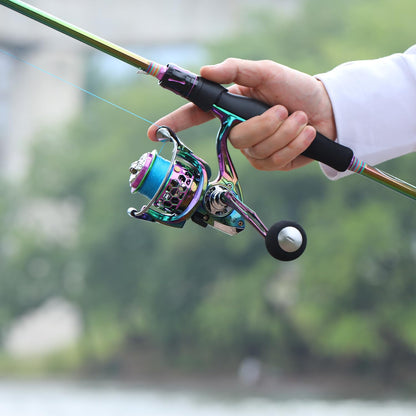 Sougayilang Spinning Fishing Rod Reel Combo, 6.9ft 2 Pieces Medium Heavy Pole with Bright Strong Smooth 2000 Reel for Freshwater
