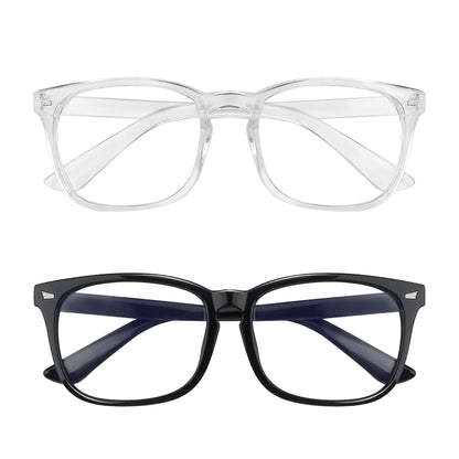 Yekepal Blue Light Blocking Glasses, 2 Pack Blue Light Glasses Men, Blue Light Glasses For Women Computer Gaming TV Phones Eyeglasses Clear Lens Bluelight Glasses Anti Eyestrain UV Glare Black+Clear