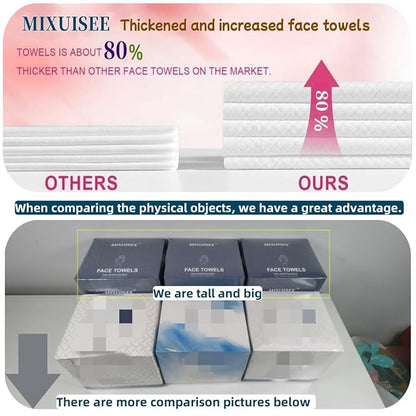 Disposable face towel, MIXUISEE thick and soft face towels, 100% cotton face