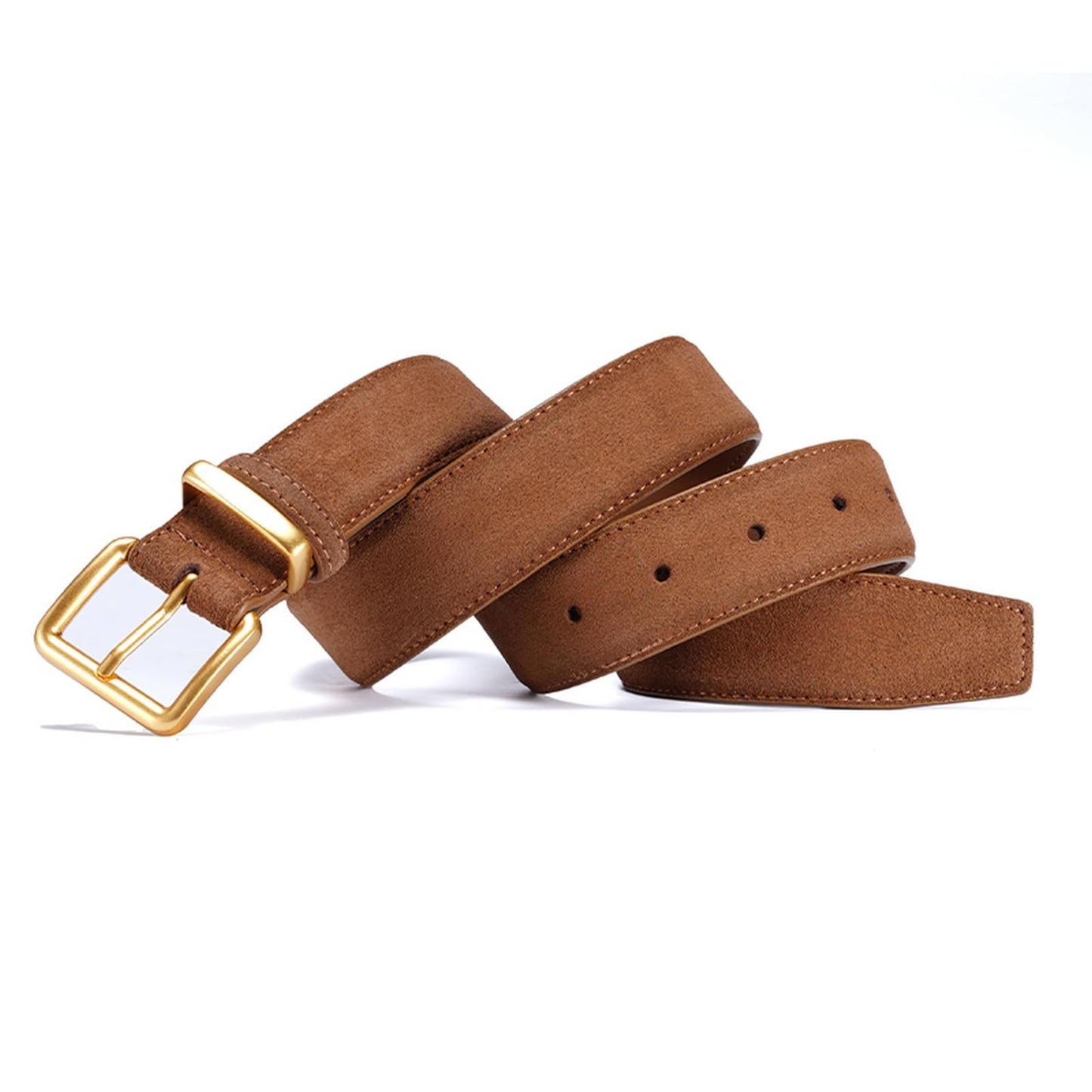 Wide Suede Belt Women Genuine Leather Ladies Waist Belt for Jeans Dress Casual Square Gold Buckle 1.3"(33mm) Wide Tan
