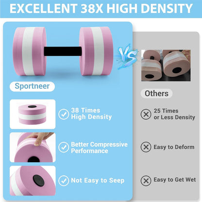 VEAREAR 2Pc Water Dumbells Water Aerobic Exercise Foam Dumbbell Pool Resistance Aquatic Dumbbell EVA Yoga Barbell Exercise Fitness Equipment Exercises Equipment for Weight Loss