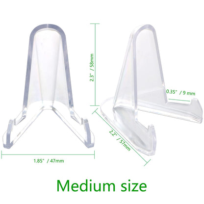 LRANFOW Thickened Version 24 Packs Card Stands Sports Card Holder, Card Display Stand for Display Graded Card Challenge Medals Casino Chips, 2.3 Inch Tall, Clear