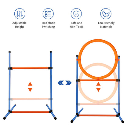 JMMPOO Dog Agility Training Equipment, 60-piece Dog Obstacle Course Training Starter Kit Pet Outdoor Game with Tunnel, Agility Hurdle, Weave Poles, Jump Ring, Pause Box, Toy Balls and Storage Bag