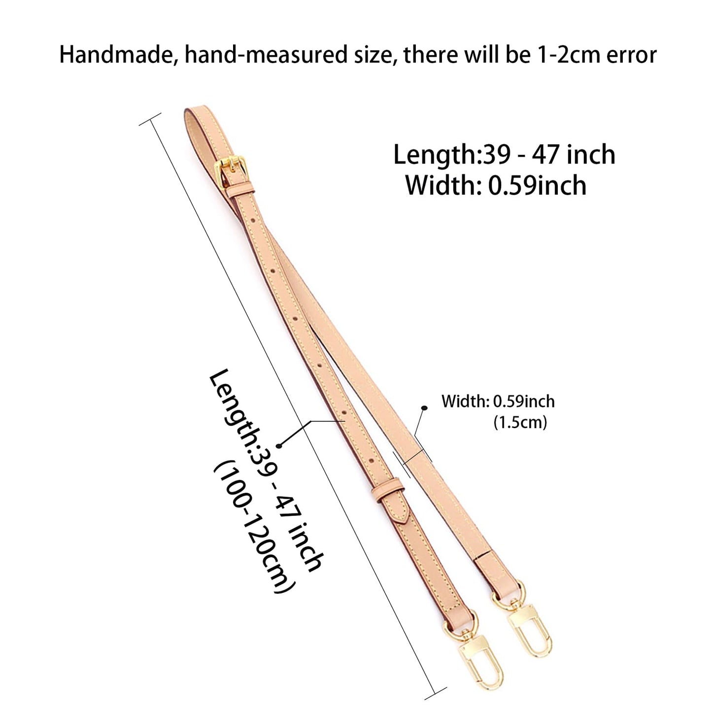 Vachetta Leather Crossbody Strap for SPEEDY L V Handbag Replacement Shoulder Strap（Length39-47 in *Width 0.59in）