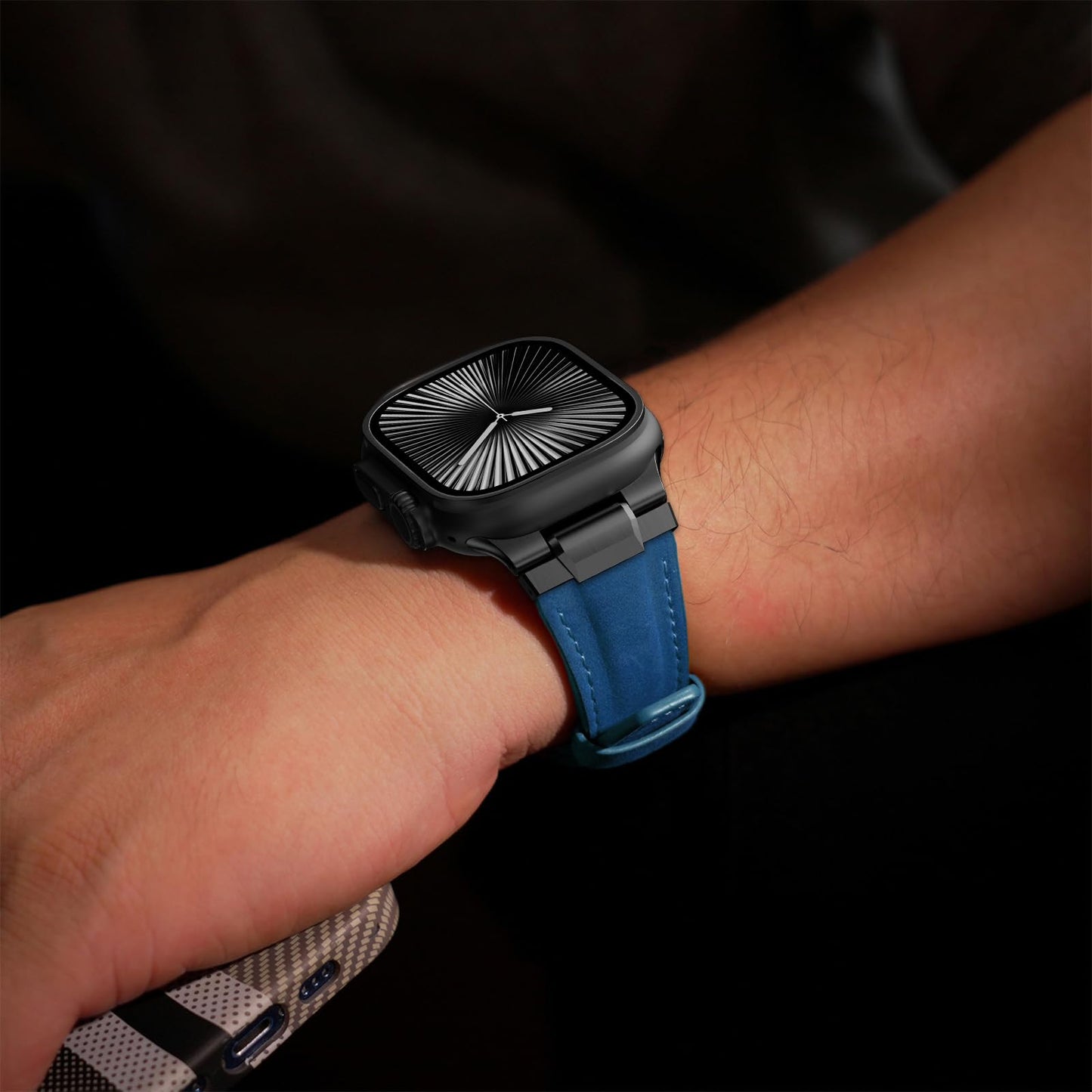 Genuine Leather Band Compatible with Apple Watch Ultra Band 49mm 46mm 45mm 44mm for Men,Vintage Genuine Leather Replacement Strap for iWatch Ultra 3 2 1,SE 3 2 1,series 11 10 9 8 7 6 5 4