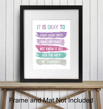 Inspiration Motivation Wall Art for Home Office Bedroom Bathroom - Positive Quotes Wall Decor - Encouragement Gift for Woman Teen Girls Daughter - Women's empowerment Poster - Classroom Decorations