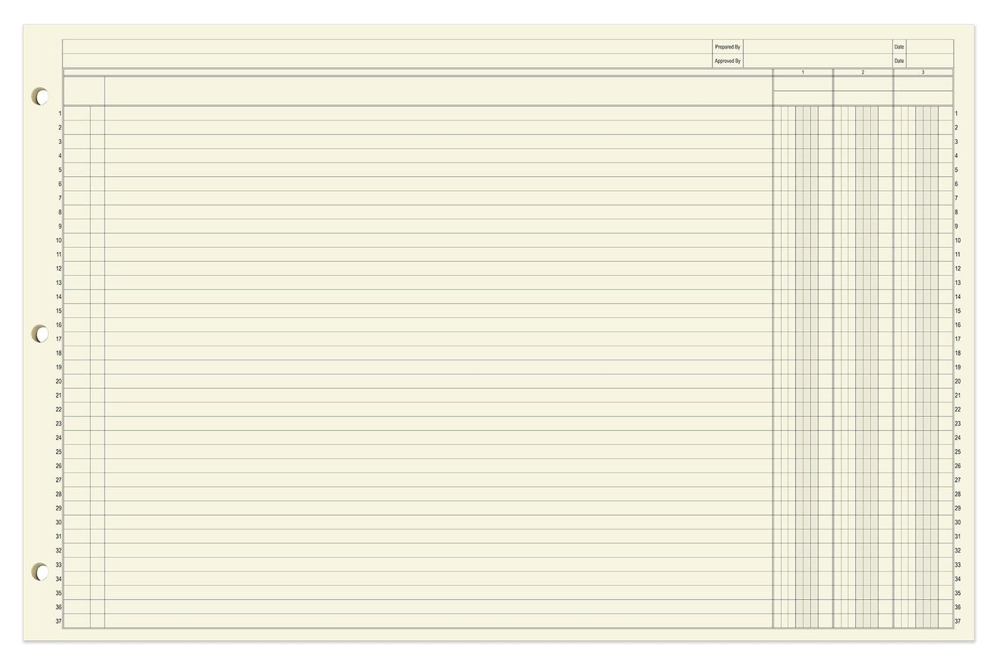 BookFactory Ledger Pad/Large 3 Column Accounting Ledger Columnar (Three Columns) Pads - 17'' x 11'', 50 Pages, Notepad Landscape Format (Made in USA)