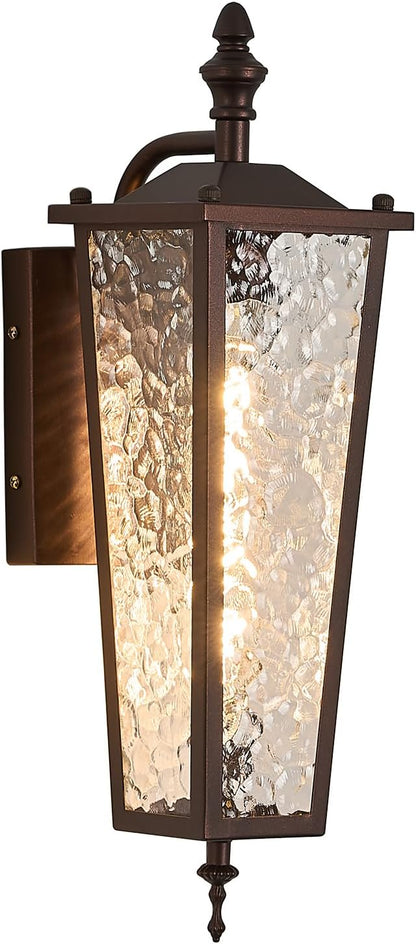 Brown Outdoor Wall Light External Wall Light Porch Lamp Wall Mount with E26 Outlet and Glass 16.7 Inch Outdoor Lighting for Garage Patio Front Entrance