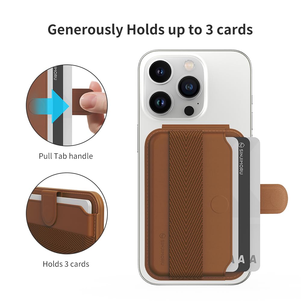 Sinjimoru Pull & Eject Magnetic Wallet for iPhone, 3-Card Holder with Adjustable Stand, Compatible with MagSafe, Lavender