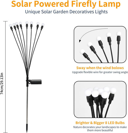 VerveAura 6 Pack Solar Firefly Lights Outdoor, Upgraded 800mAh Battery & Enlarged Bulbs, Warm White Swaying Garden Lamps, IP65 Waterproof Landscape Pathway Lighting for Yard Patio Decor