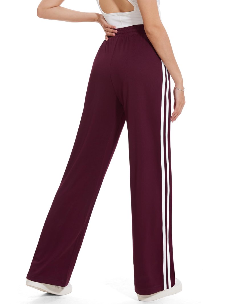 Tapata Women's 30" Inseam Regular Track Pants Loose Straight Leg Jogging Sweatpants Warm-Up Sports Athletic Running, Burgundy, S
