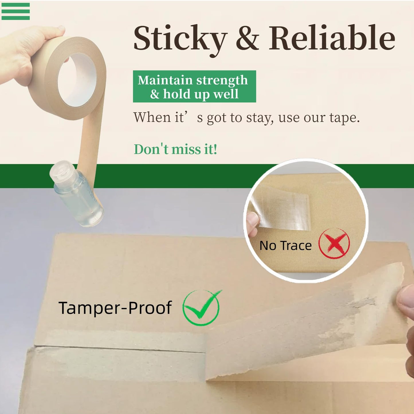 Hijelyn Shipping Tape 2 Rolls Recyclable Brown Kraft Paper Tape for Packing Box, Odorless Quiet Carton Sealing Storage Packaging Supplies, 2 Inch x 66 Yards/per roll