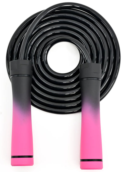 Weighted Jump Rope, 1LB Tangle-Free Ball Bearing Rapid Speed Skipping Rope for Men Women, Adjustable 9mm Cotton & PVC Rope with Alum Handle for Boxing MMA Weight-Loss Athletic Workout Fitness