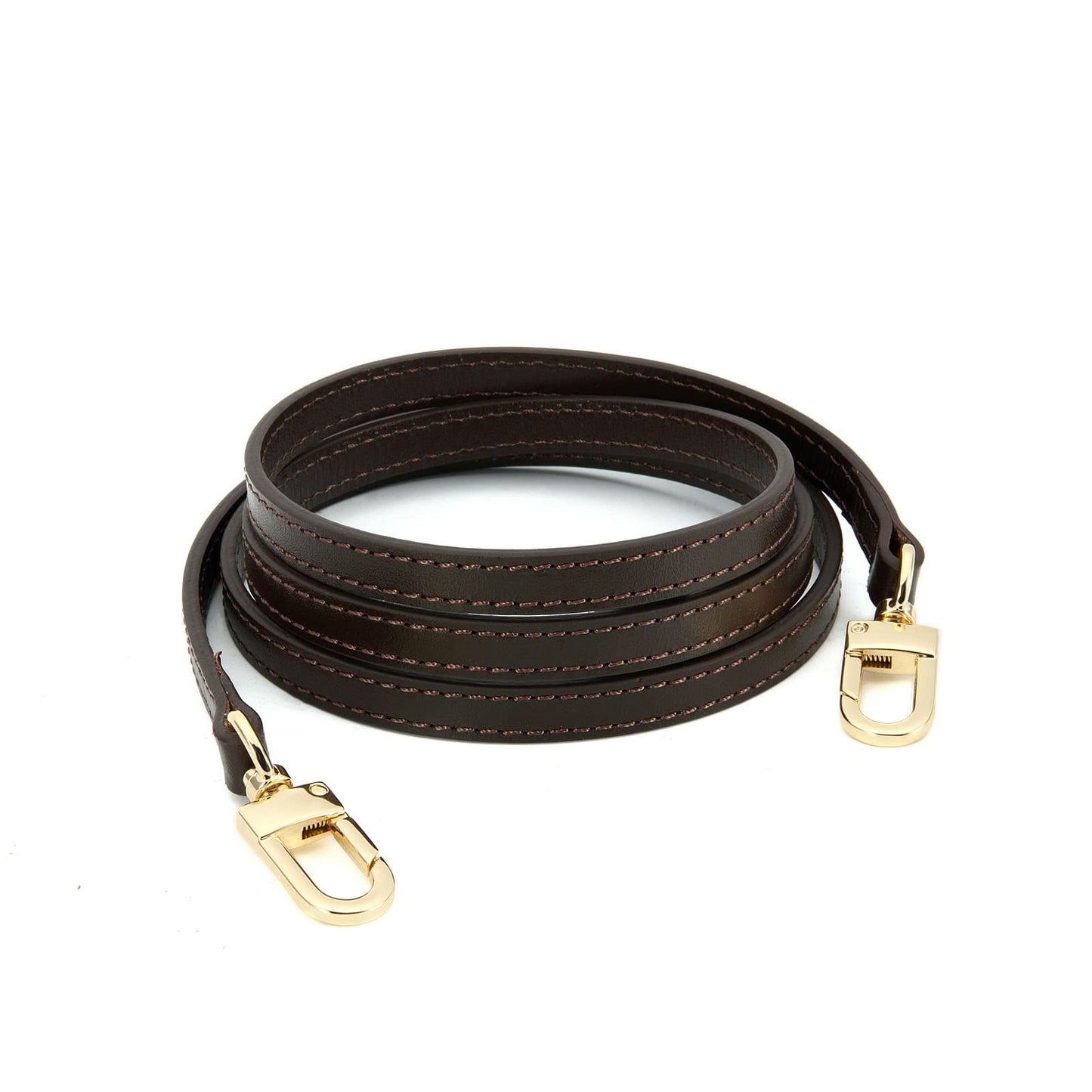 OULARIO Leather Cross Body Strap for Alma BB Damier Ebene Pochette Eva Favorite PM MM Mini 10mm Coated Dark Brown with Gold Hardware (Brown 129cm Gold HW)