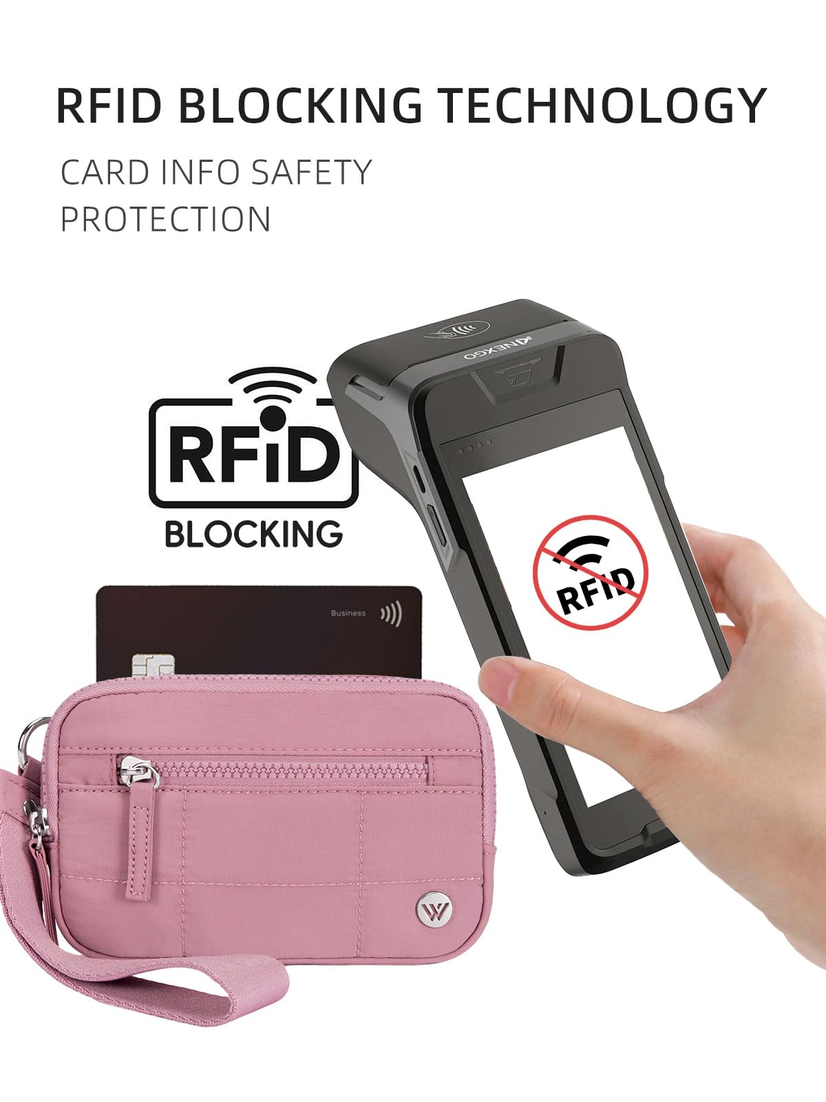 WESTBRONCO Wristlet Wallets for Women – RFID Blocking Quilted Nylon Phone Wallet Clutch, Zip Around Card Holder Purse for Travel & Everyday Use