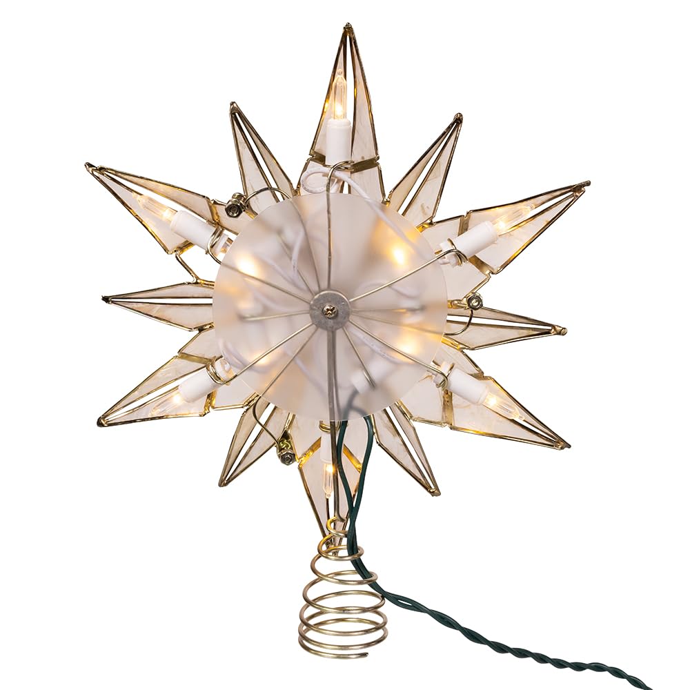 Kurt Adler 10 Light LED 12POINT Capiz Star + Gem Center Treetop