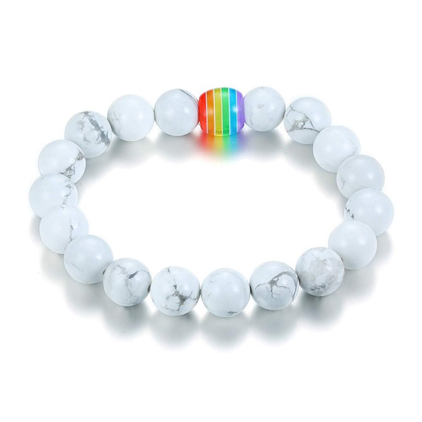 Nanafast LGBT Gay Rainbow Relationship Beaded Bracelet Couple Matching Pride Bead Bracelets Bangle 2 Pack (White/Black)