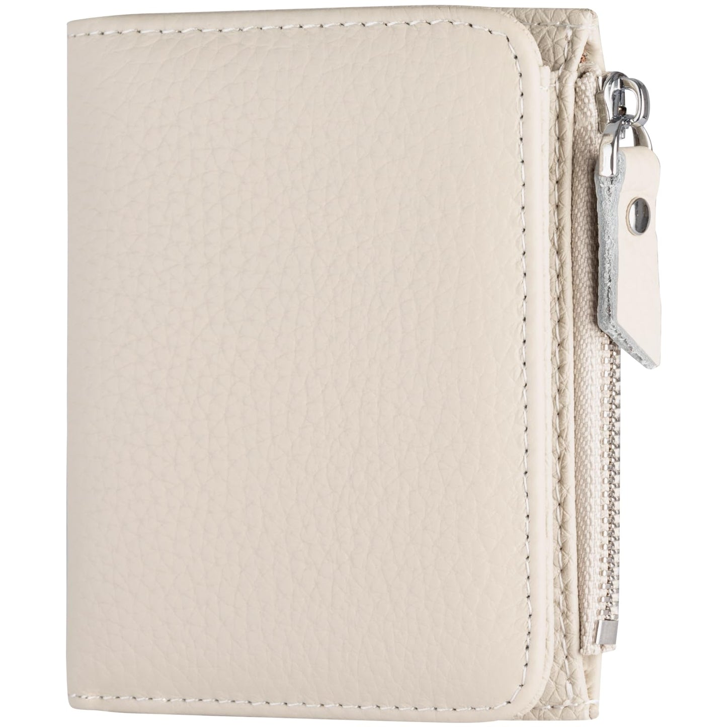 ilovever Small Wallet Women Soft Leather RFID Blocking Card Holder with Zipper Pocket,off-white