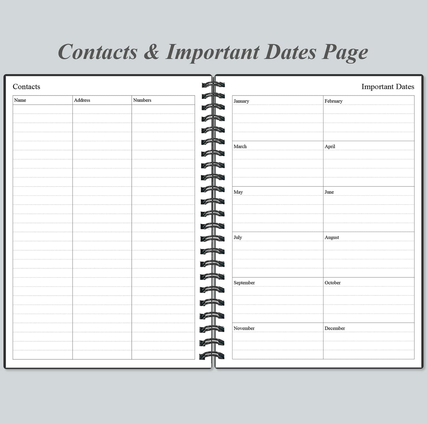 Daily Planner Undated - A5 To Do List Notebook Hourly Schedules, Spiral Appointment Planner for Women and Men, PVC Hardcover, Inner Pocket, Elastic Closure, 5.8" x 8.3", Black