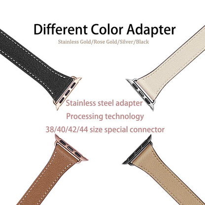 Bestig Bands Compatible with Apple Watch Band 40mm 41mm 38mm 42mm(Series 10 11) Women Men, Genuine Leather Double Tour Designed Slim Thin Strap for iWatch SE1/2/3 Ultra 3/2/1 Series 9 8 7 6 5 4 3 2 1