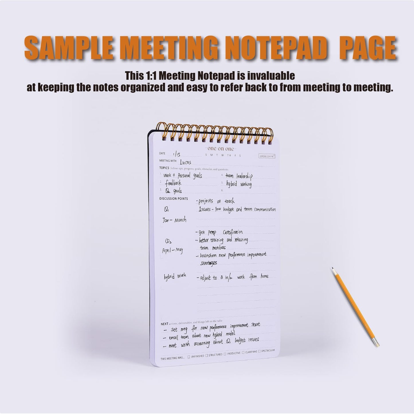 Meeting Notebook for Work with Action Plan - A5 Perfect Spiral Notepad for Team Leads to Professionally Manage Business Projects - 54 Sheets TO Keep Notes Organized & Productive-Black-A5