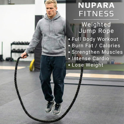 NUPARA FITNESS Weighted Jump Rope for Men and Women. Workout Jump Rope for Fitness, Exercise, Strength, Cardio, and Weight Loss. 2.4lb to 5lb.