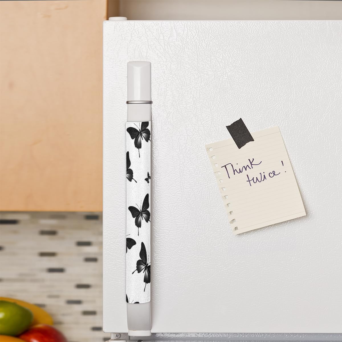 DXTKWL Black Butterfly Pattern Refrigerator Door Handle Covers Set of 2 Kitchen Appliance Handle Covers Protector for Fridge Microwave Stove Oven Dishwasher