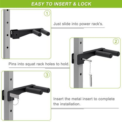 Lifeswell Dip Bar Attachment for 2" x 2" Power Rack, Non-Slip Wide & Narrow Grip Handles, 500 lbs Capacity, Squat Rack Attachment for Dips, Inverted Rows, Push-Ups