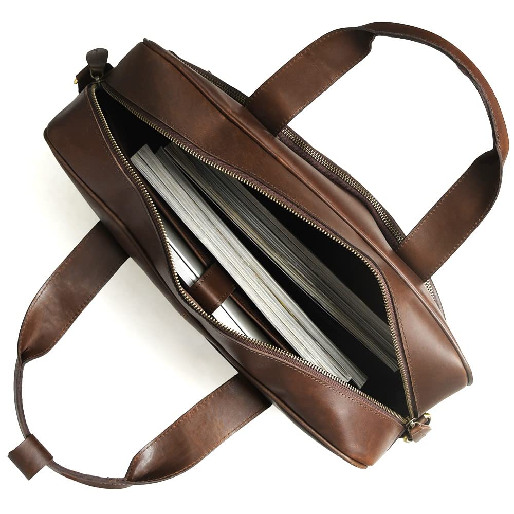 Gratlin Full Grain Buffalo Leather Briefcase For Men | Handcrafted Genuine Leather Messenger Bag for Men & Women | Brown Leather Laptop Bag for Men | Best Leather Bag Satchel Computer Case in 16 Inch