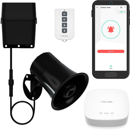 YoLink Outdoor Security Siren & Smart Alarm Controller Kit - Loud 110 dB, Wireless, Battery-Powered, 1/4 Mile Range, Android-iOS App, Alexa, Google, IFTTT, Home Assistant, Hub Required!