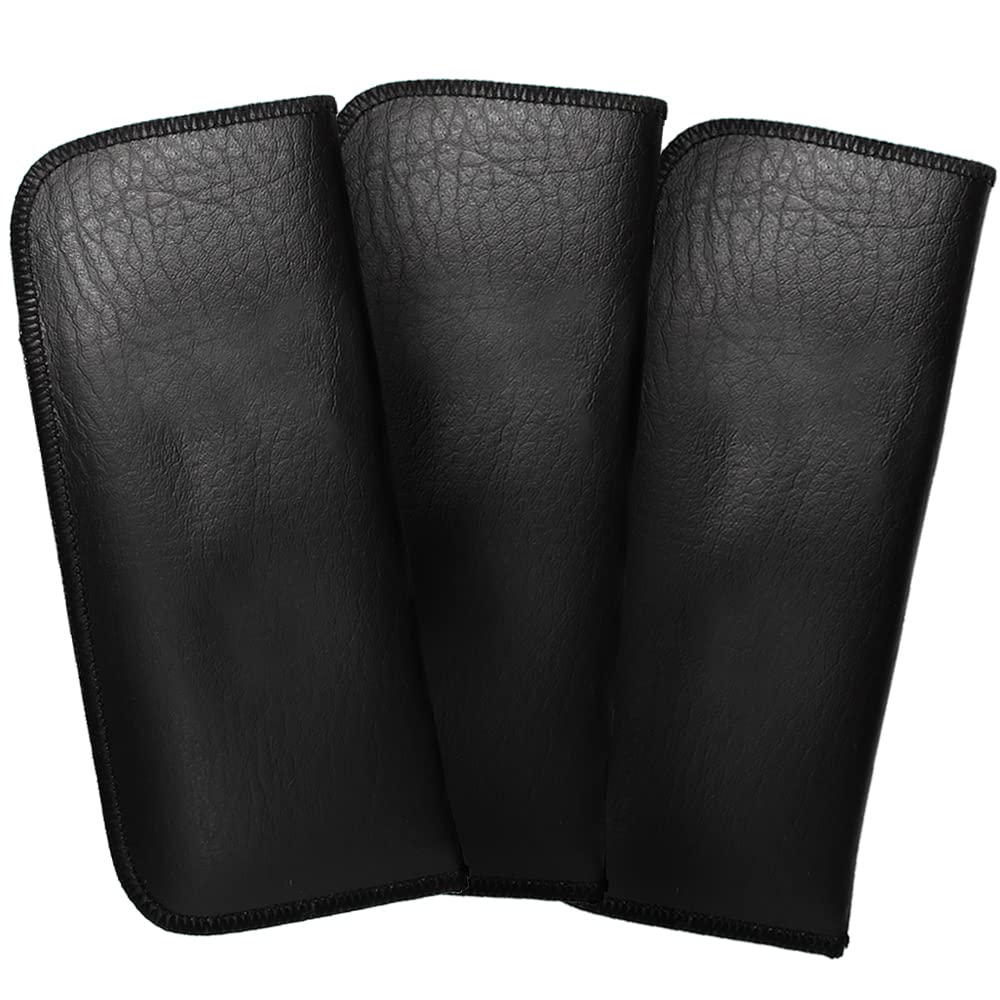 Calabria Slim Eye Glasses Case with Clip Soft PU Leather Black (3Pack) Men Women Eyeglass Pouch Slip-In Eyewear Sunglasses Bag