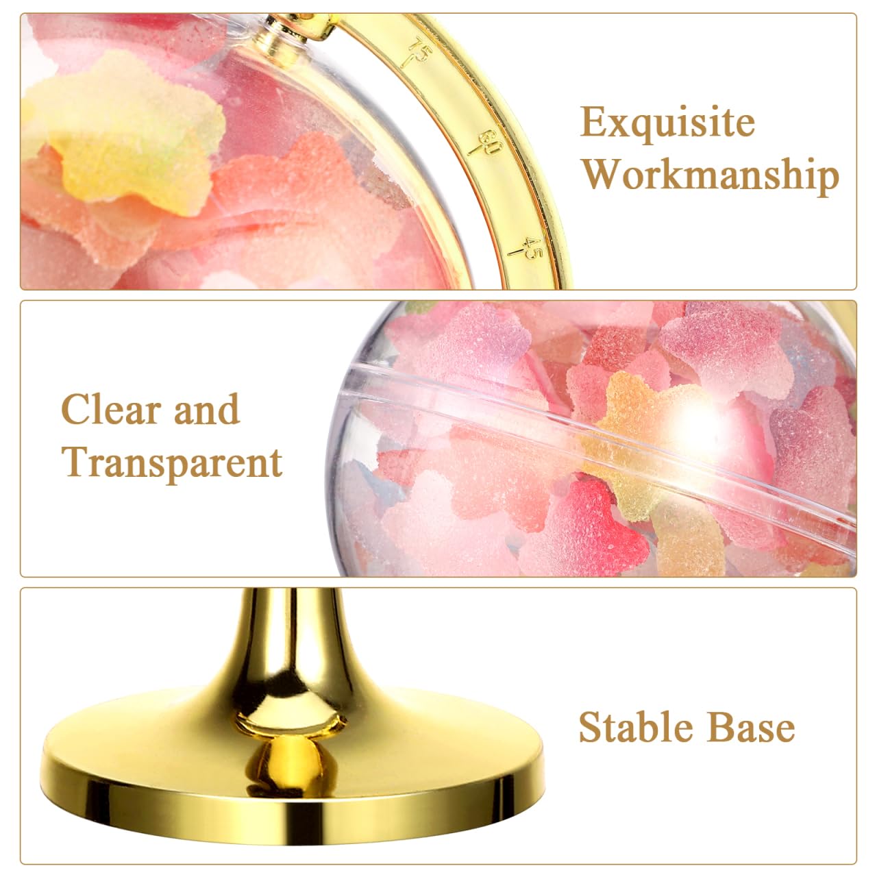 SHOWERORO Clear Plastic Candy Box 4.72X2.76X2.76 Inches Mini Globe Candy Container for Wedding Party Favors Christmas Event Decorations