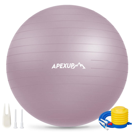 APEXUP Yoga Ball, 660 lbs Anti-Burst Exercise Ball with Pump, 5 Sizes (S (15"~18") 45cm, Mauve)