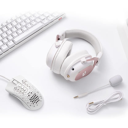 Redragon H510 Zeus White Wired Gaming Headset - 7.1 Surround Sound - Memory Foam Ear Pads - 53MM Drivers - Detachable Microphone - Multi Platforms for PC, PS4/3 & Xbox One/Series X, NS