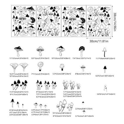 72 Pieces Black Mushroom Wall Decals - Woodland Nursery Wall Stickers for Baby Boys or Girls Room Decor£¬Forest Wall Stickers Removable£¬Nursery Playroom Decor.